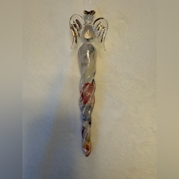 Vintage Rare 8” Glass Icicle Angel Christmas Ornament With Angel Top - Picture 2 of 10